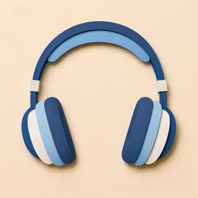 Minimalist Paper Craft Headphones Illustration