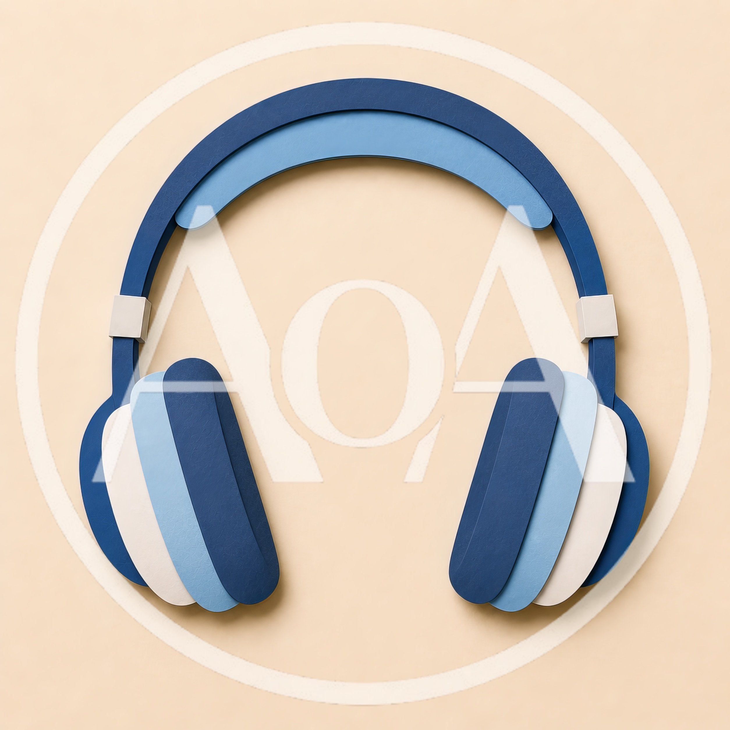 Minimalist Paper Craft Headphones Illustration