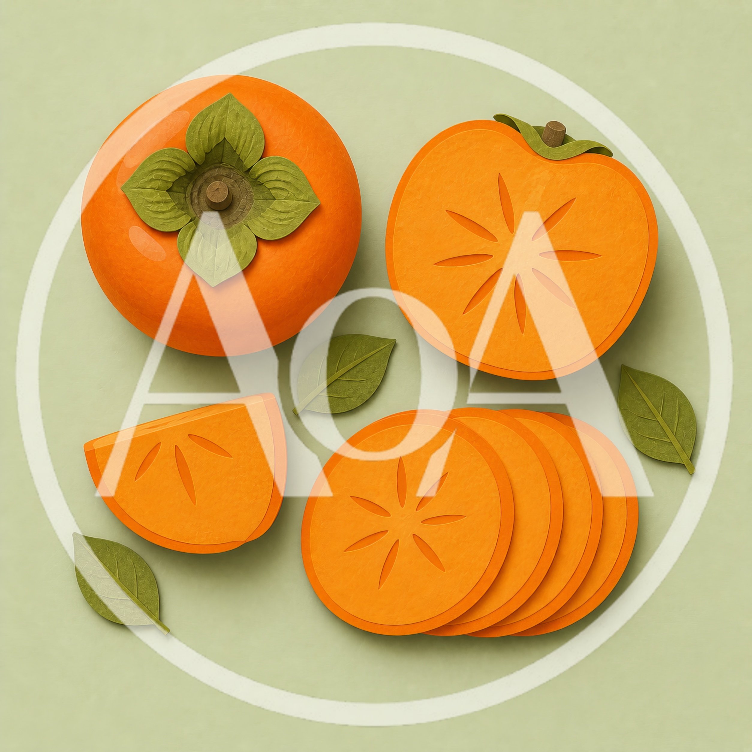 Paper Cutout Persimmon Fruit Composition