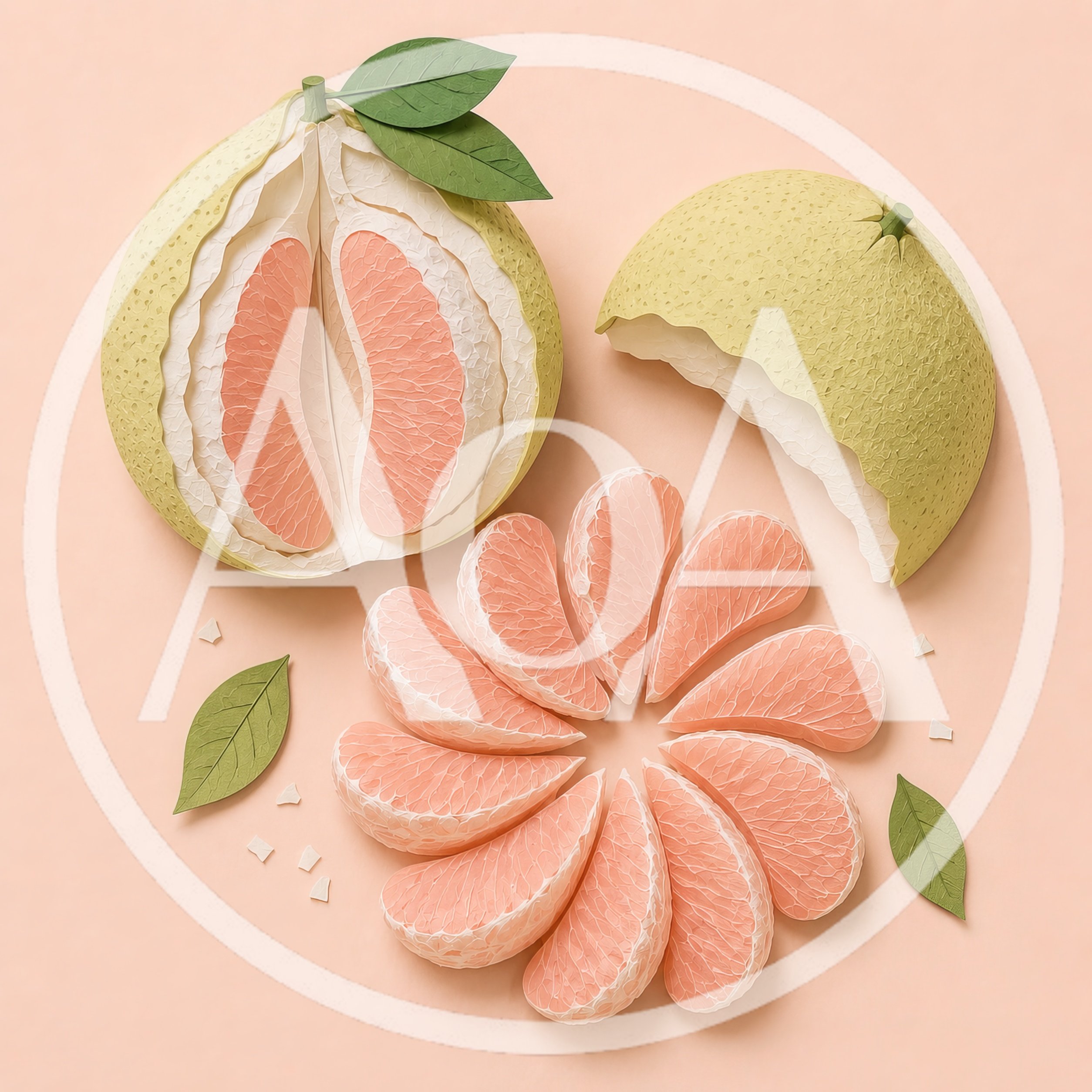 Paper Craft Pomelo Fruit Composition
