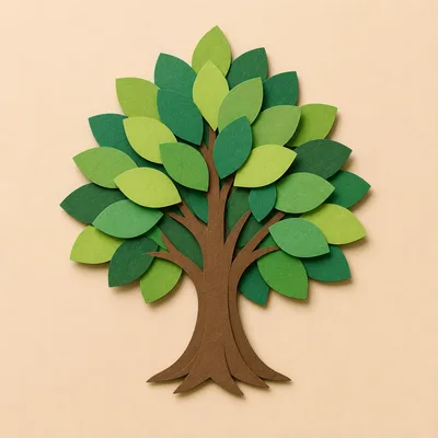 Paper Craft Tree Illustration On Beige Background