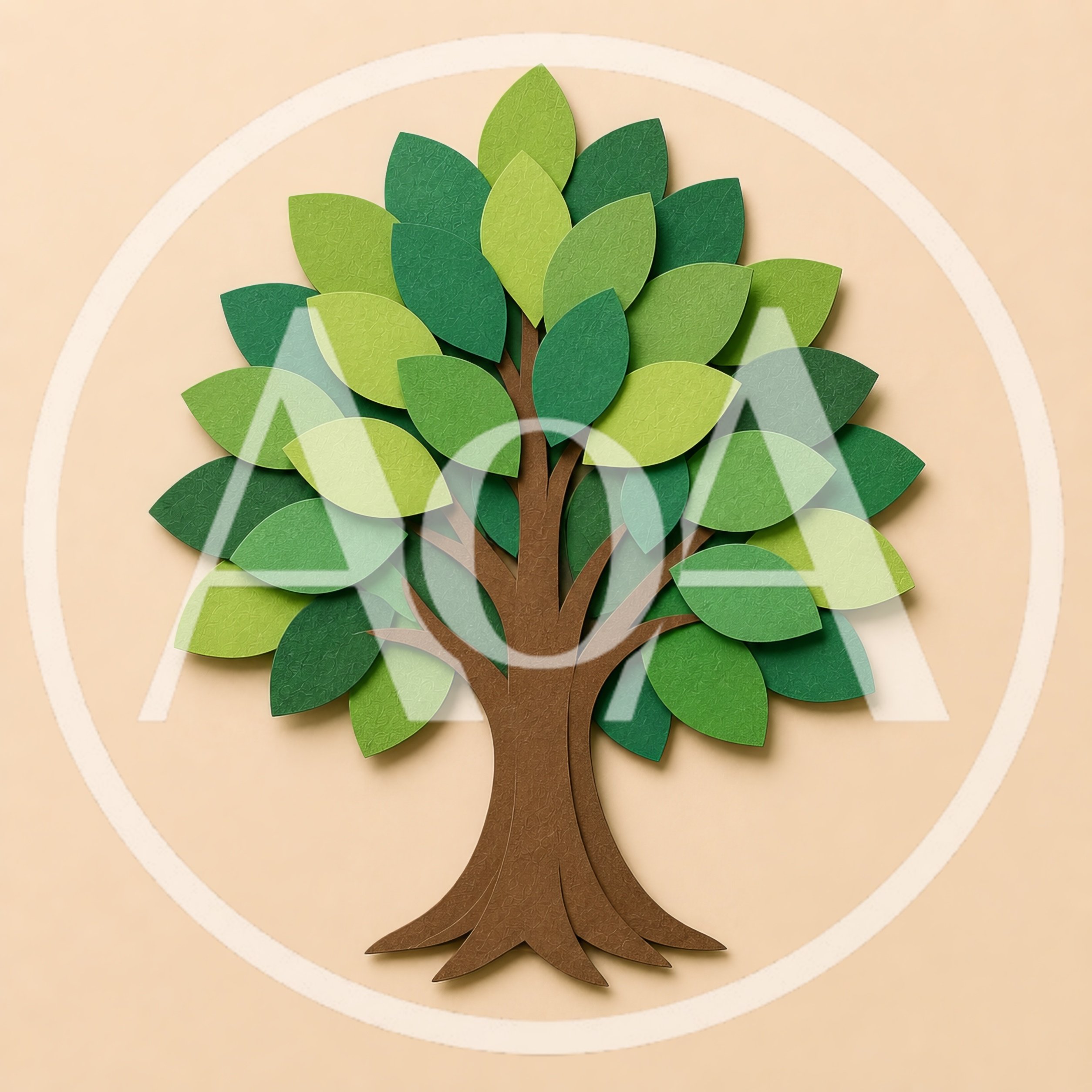 Paper Craft Tree Illustration On Beige Background