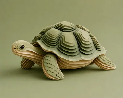 Layered Paper Craft Turtle Sculpture