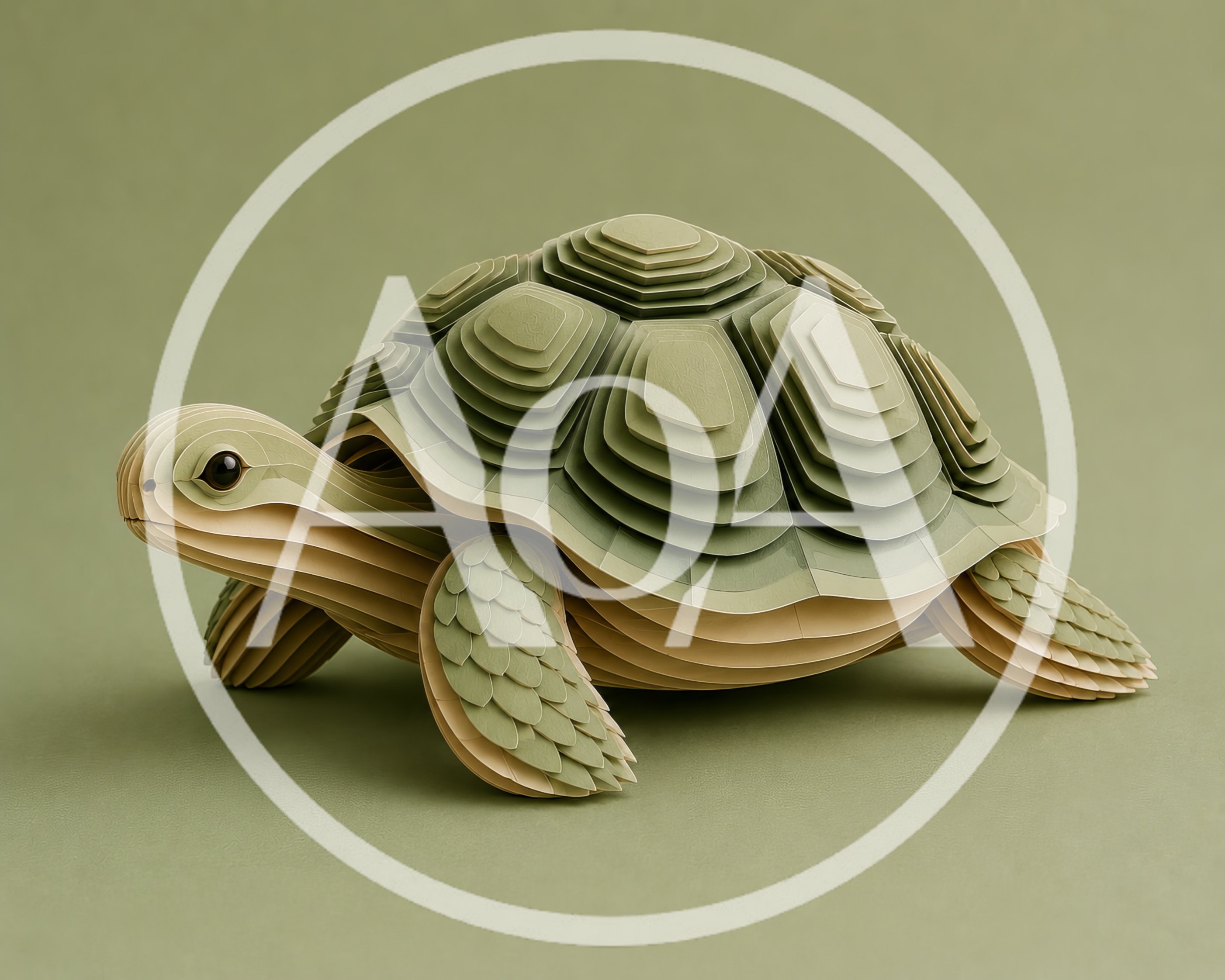Layered Paper Craft Turtle Sculpture