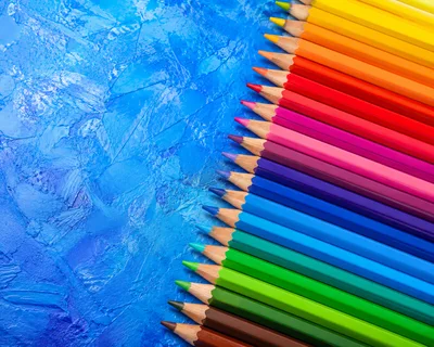 Colored Pencils Arranged In A Rainbow Gradient