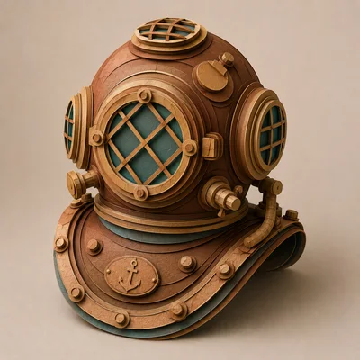 Vintage Deep Sea Diving Helmet With Anchor Emblem