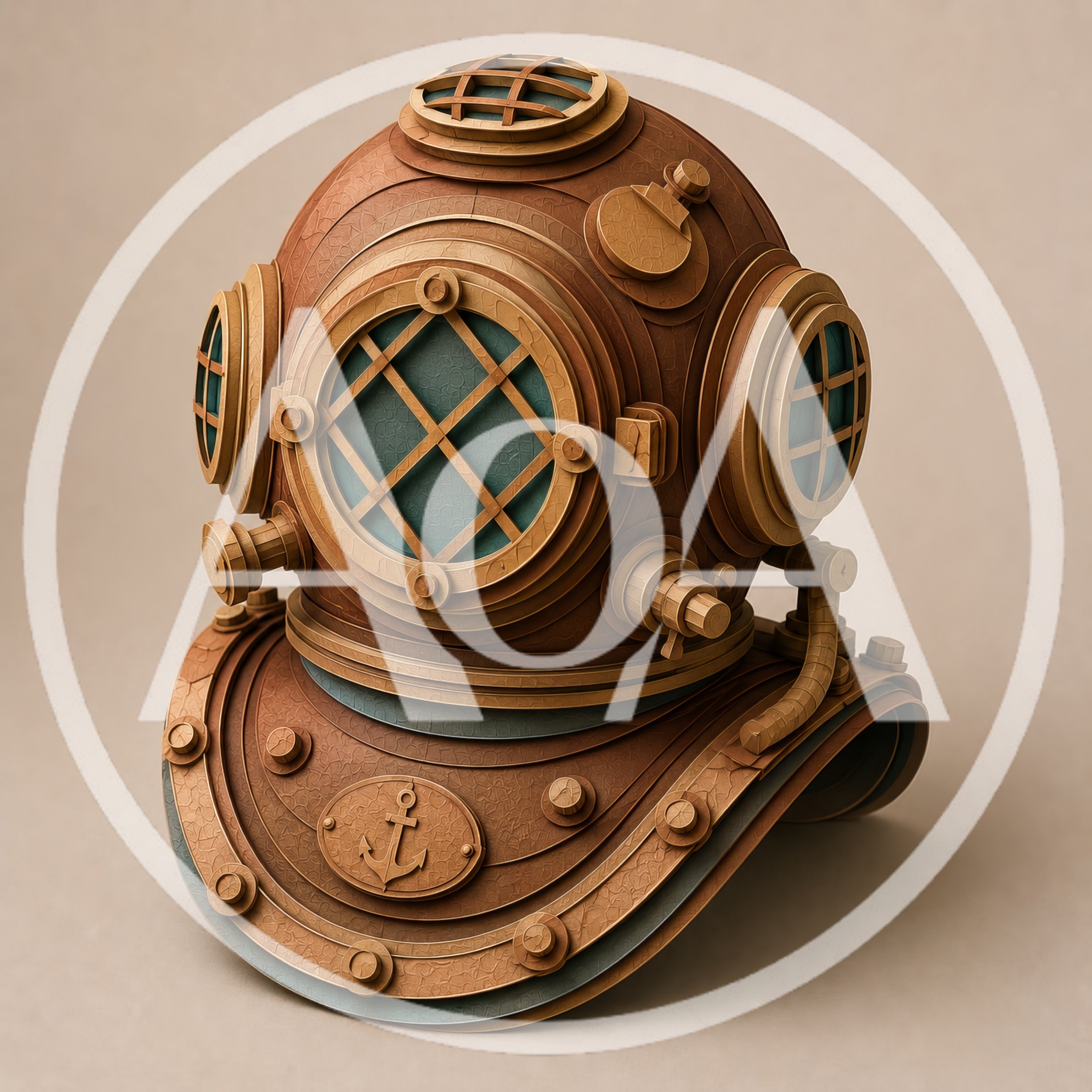 Vintage Deep Sea Diving Helmet With Anchor Emblem