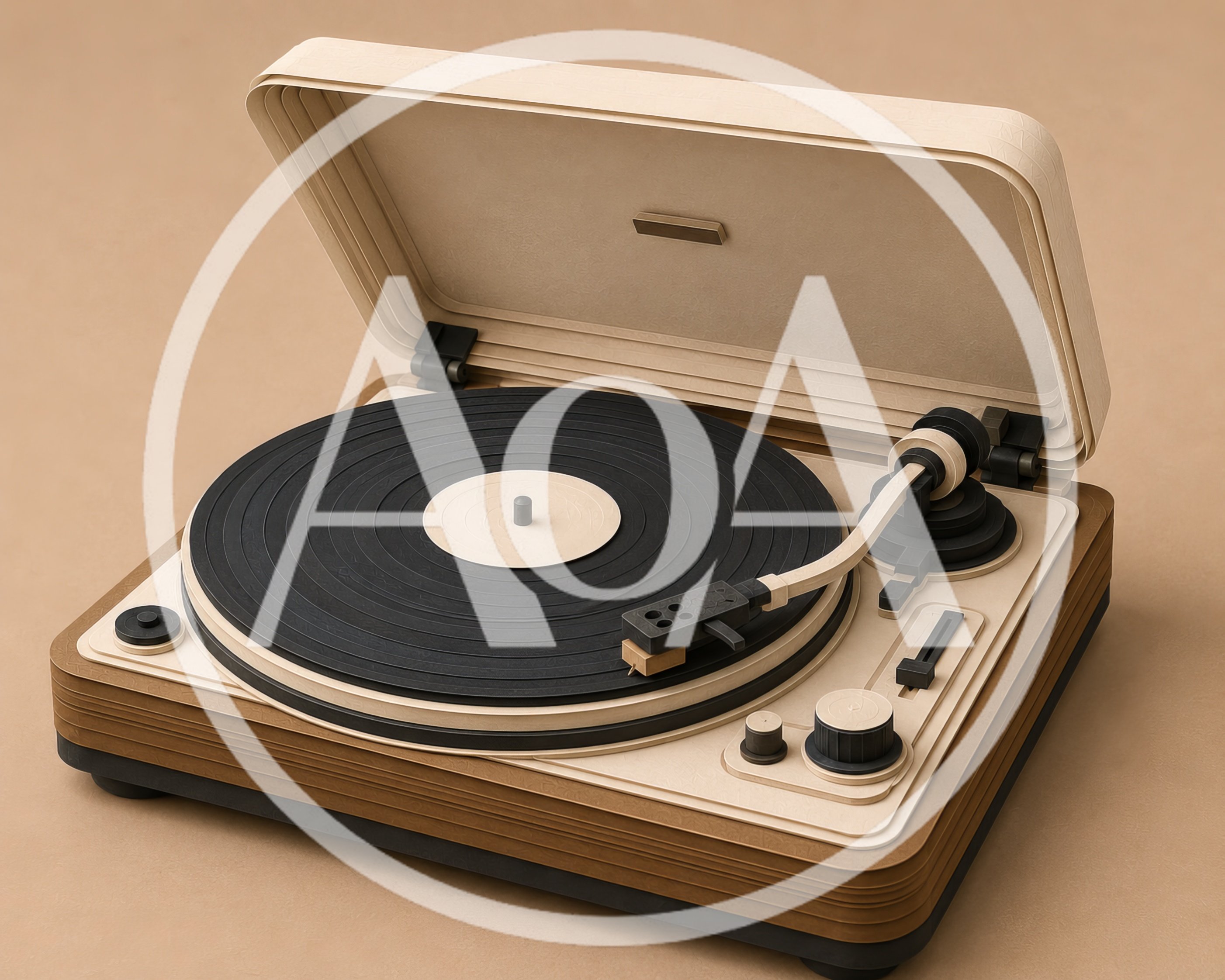 Minimalist Paper Craft Turntable Illustration