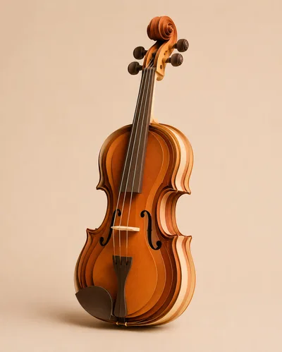 Layered Paper Craft Violin Sculpture