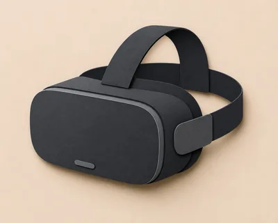 Black Virtual Reality Headset On Beige Background
