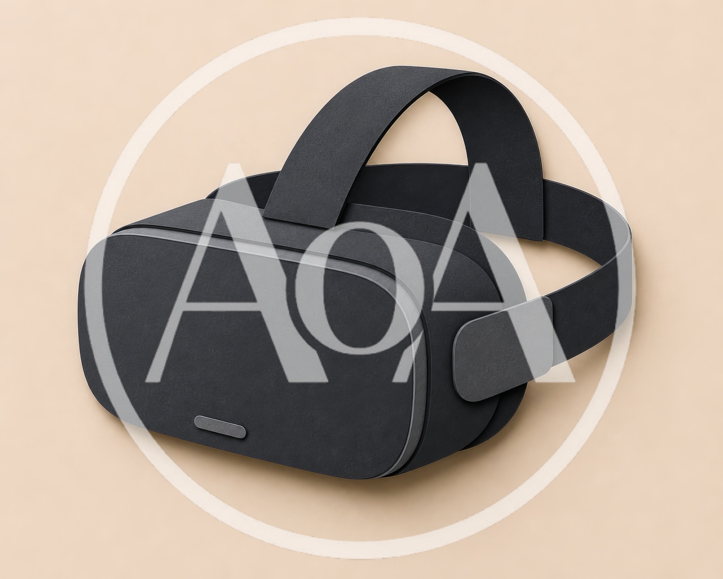 Black Virtual Reality Headset On Beige Background