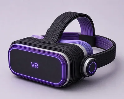 Futuristic Virtual Reality Headset With Purple Neon Accents