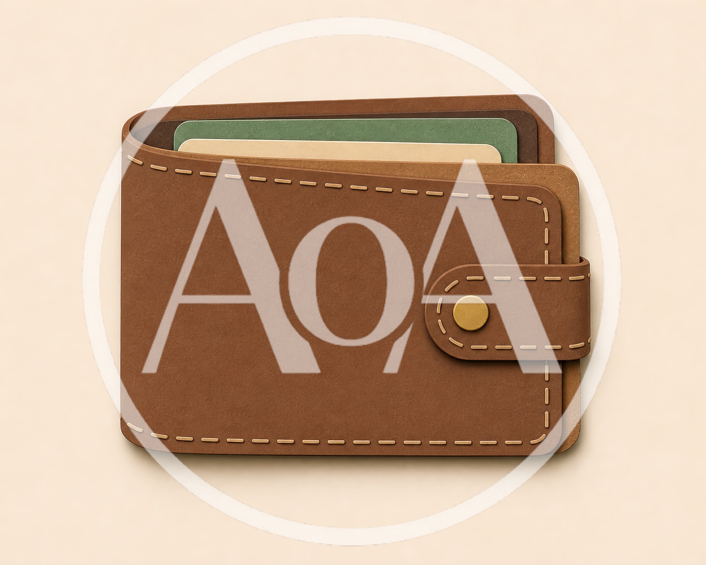 Brown Leather Wallet With Cards On Beige Background