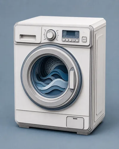Papercraft Style Washing Machine Illustration