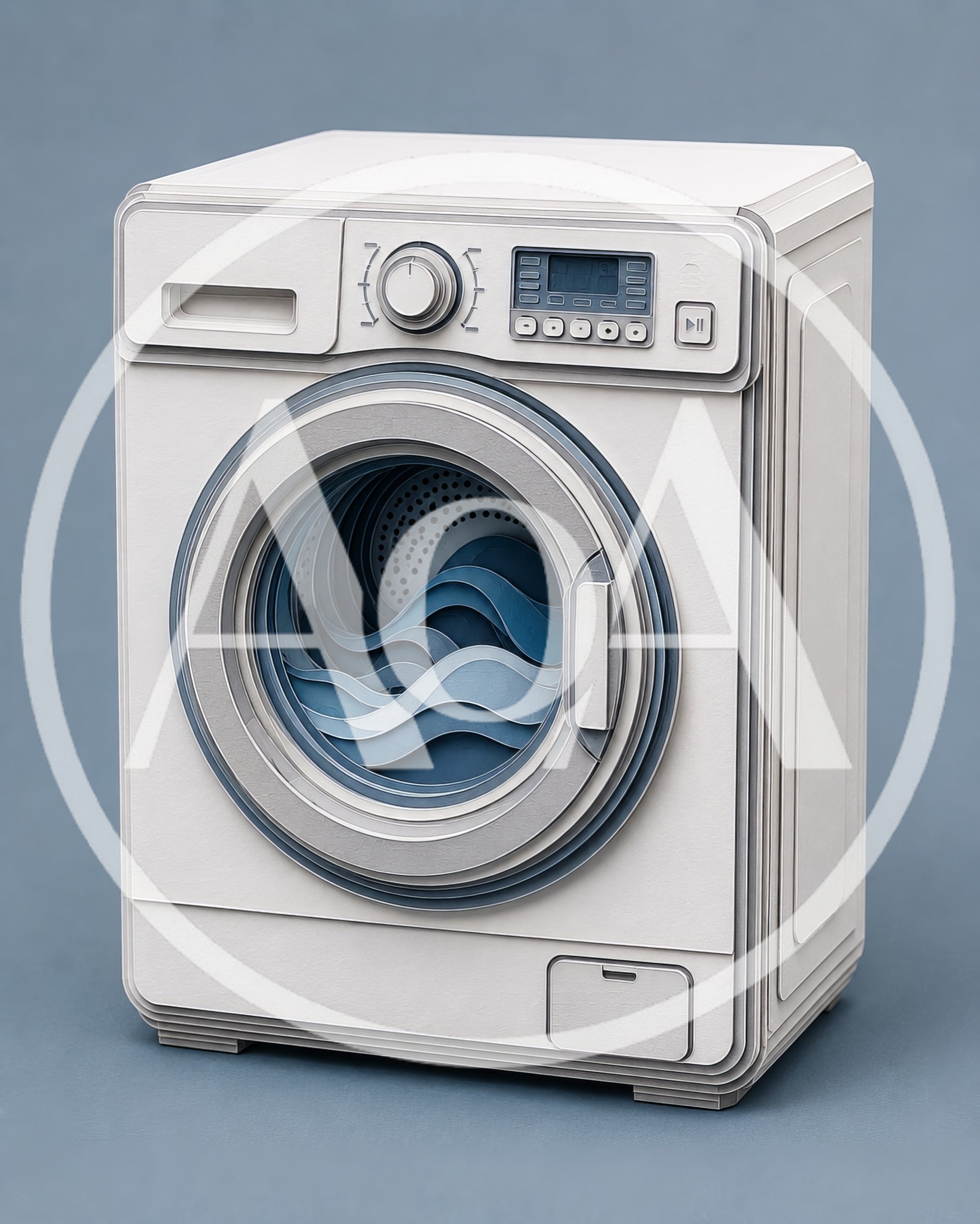 Papercraft Style Washing Machine Illustration