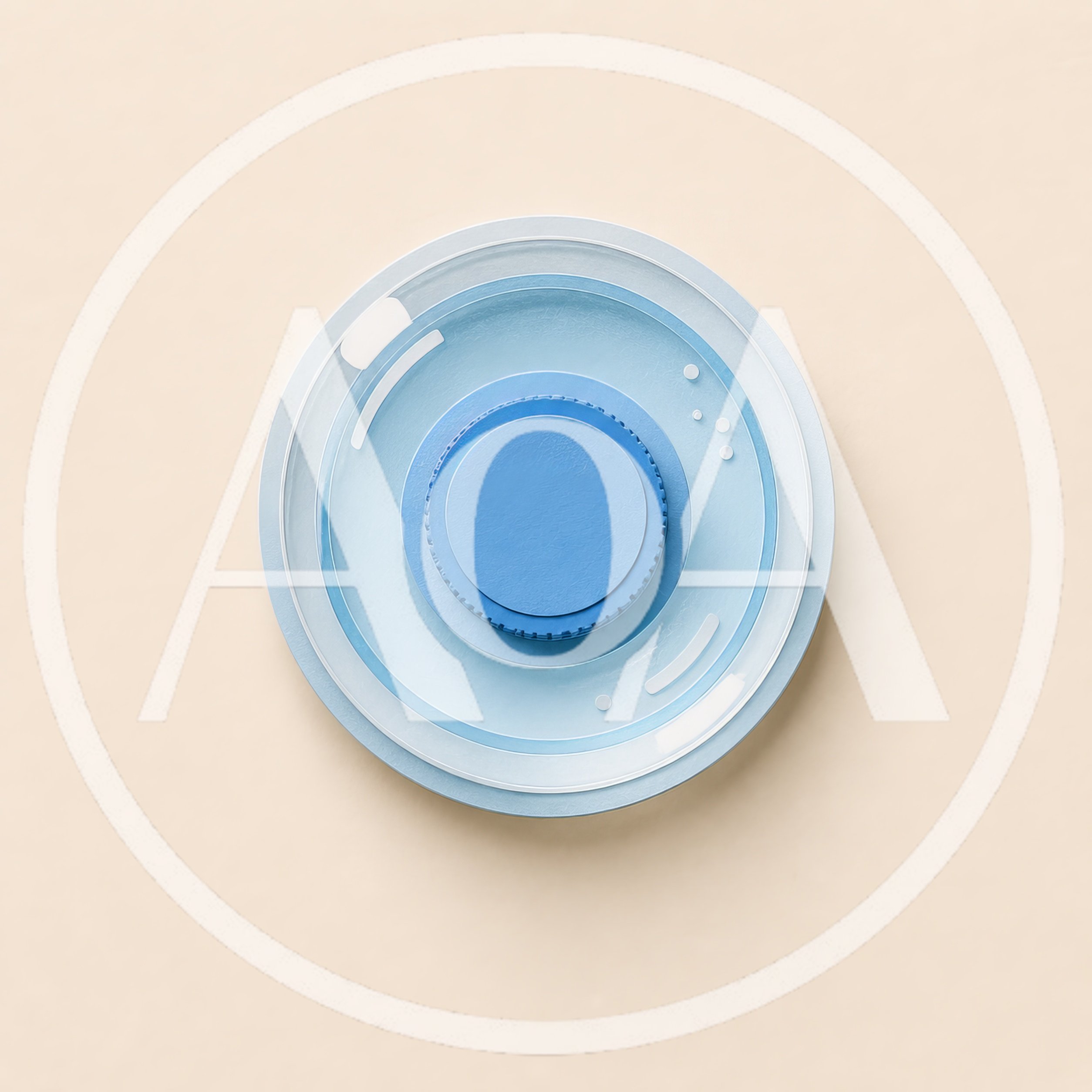 Minimalist 3D Rendered Blue Circular Interface Element