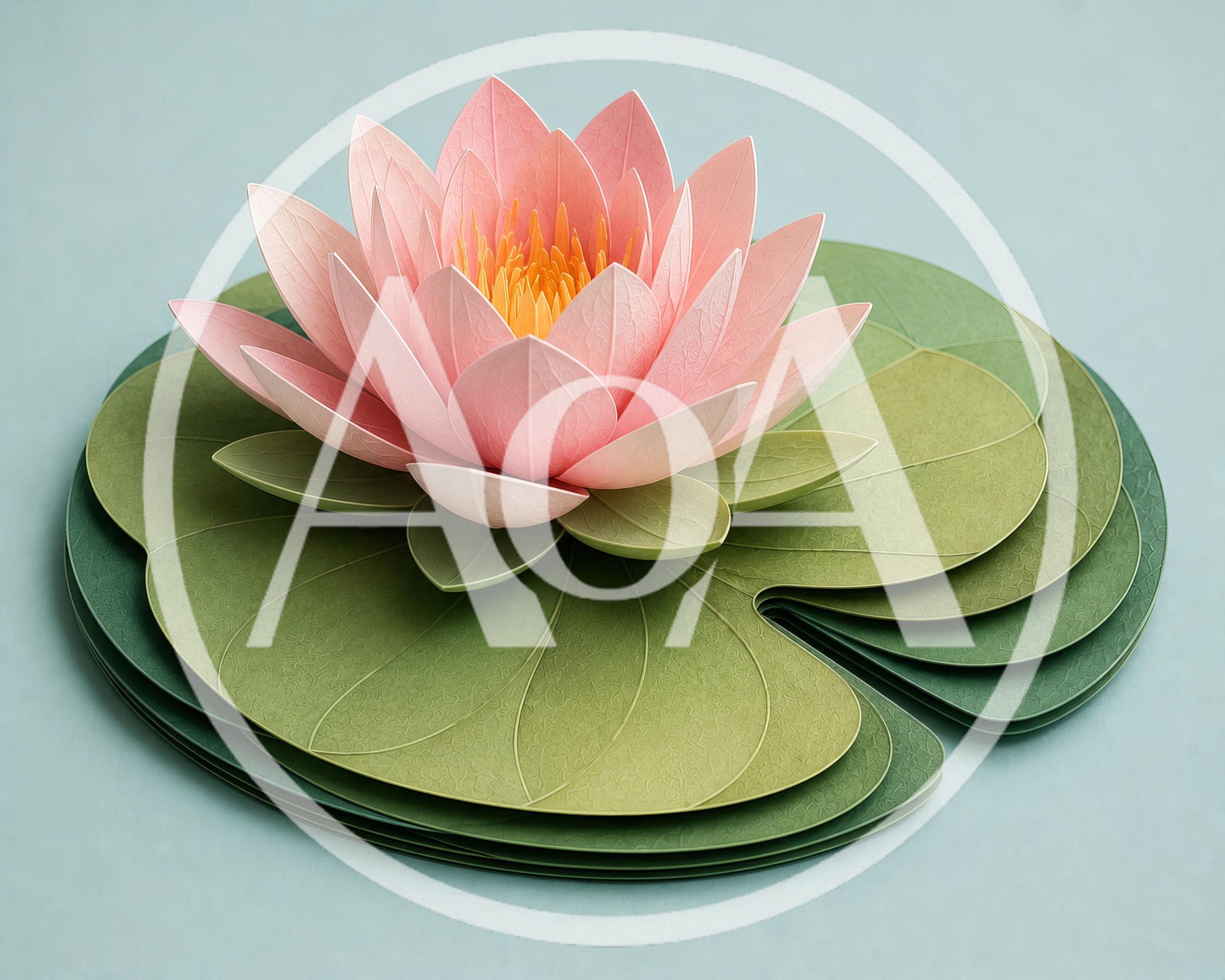 Paper Craft Pink Lotus Flower On Lily Pads