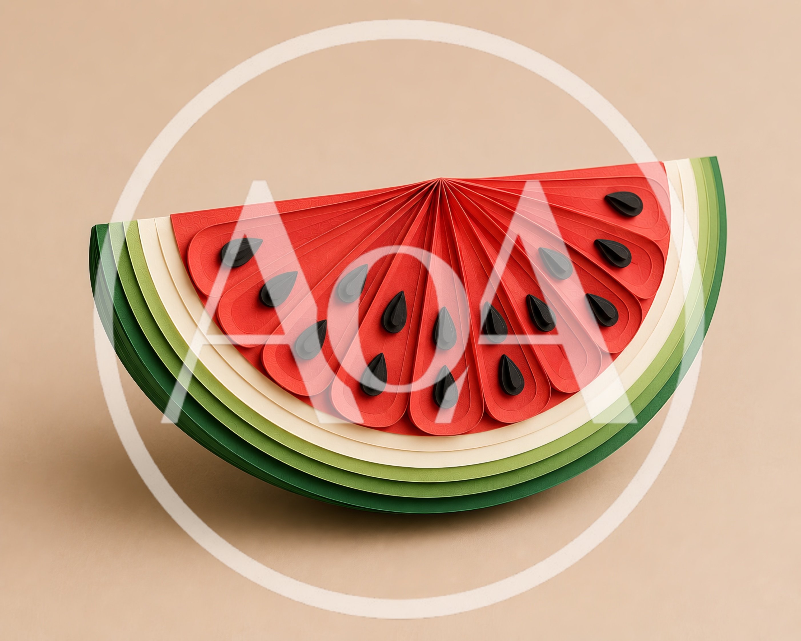 Paper Craft Watermelon Slice On Beige Background