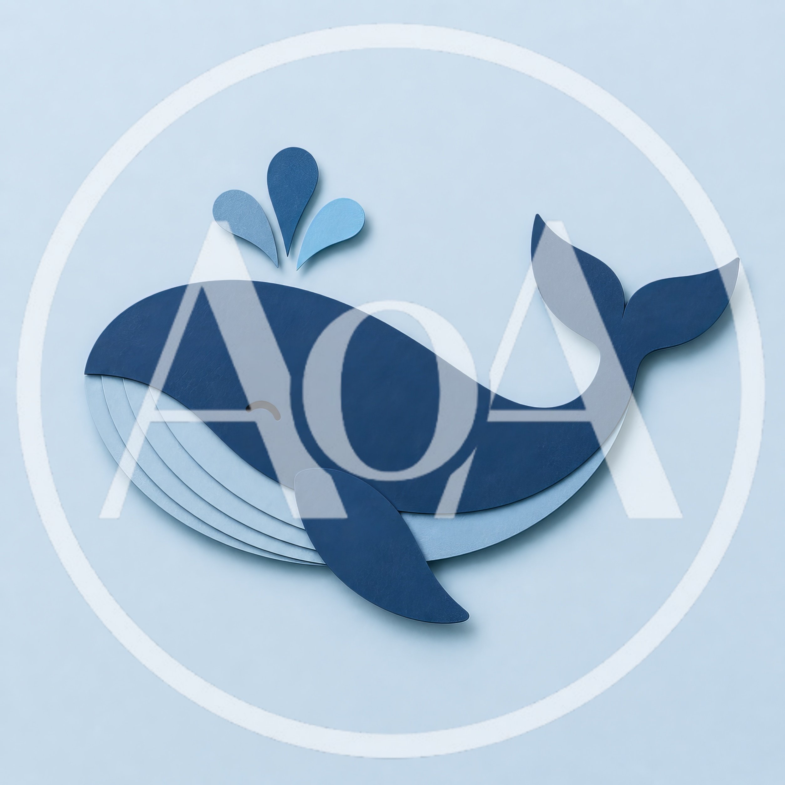 Paper Cutout Style Blue Whale Illustration