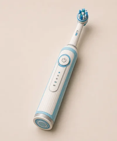Electric Toothbrush With Blue And White Design
