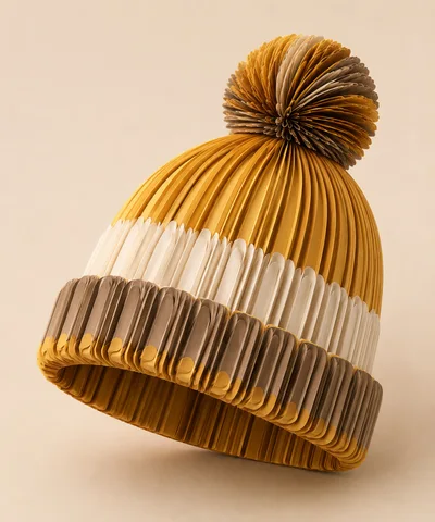 Paper Craft Beanie Hat With Pom Pom