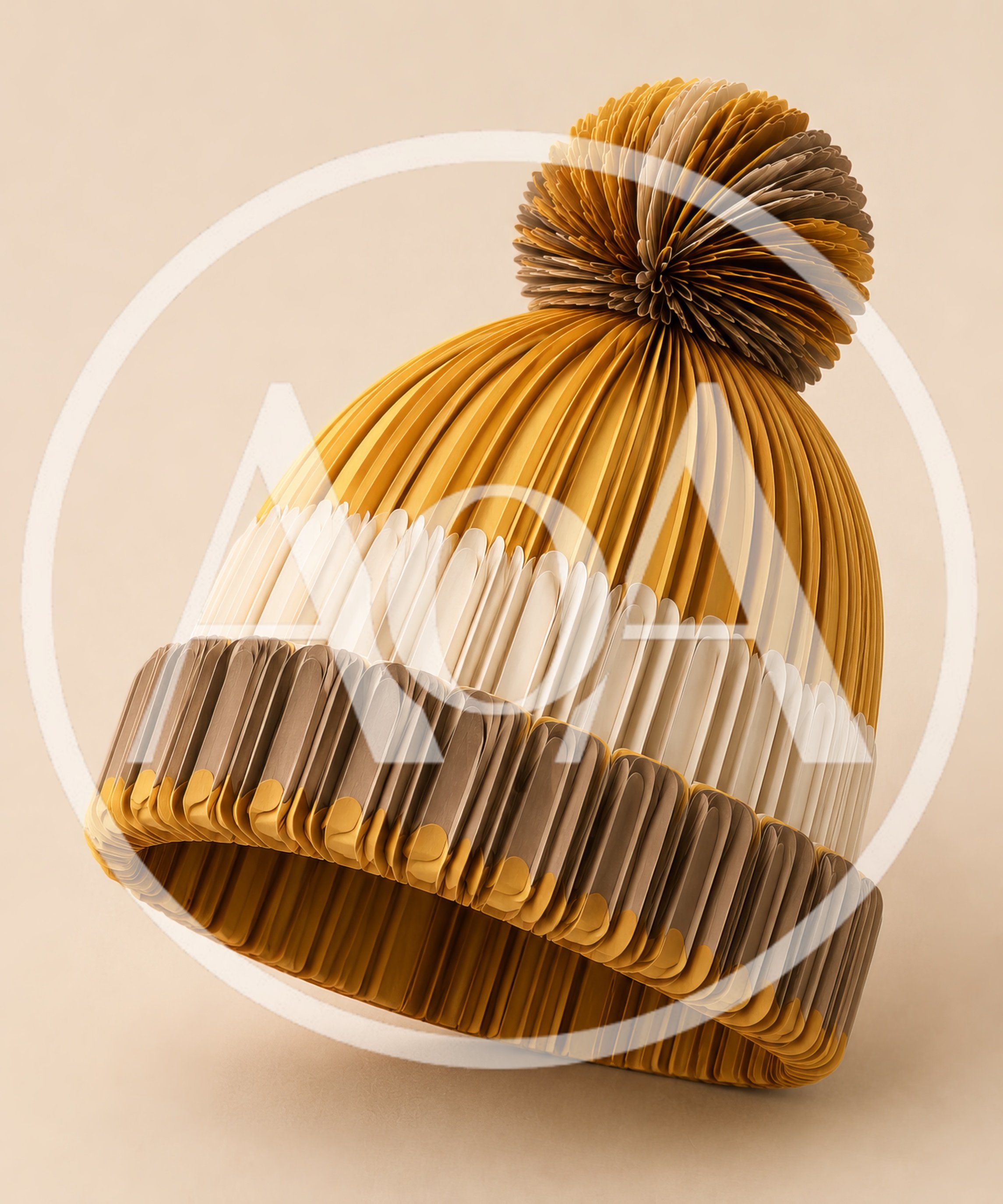 Paper Craft Beanie Hat With Pom Pom