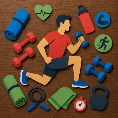 Paper Cutout Illustration Of A Man Exercising