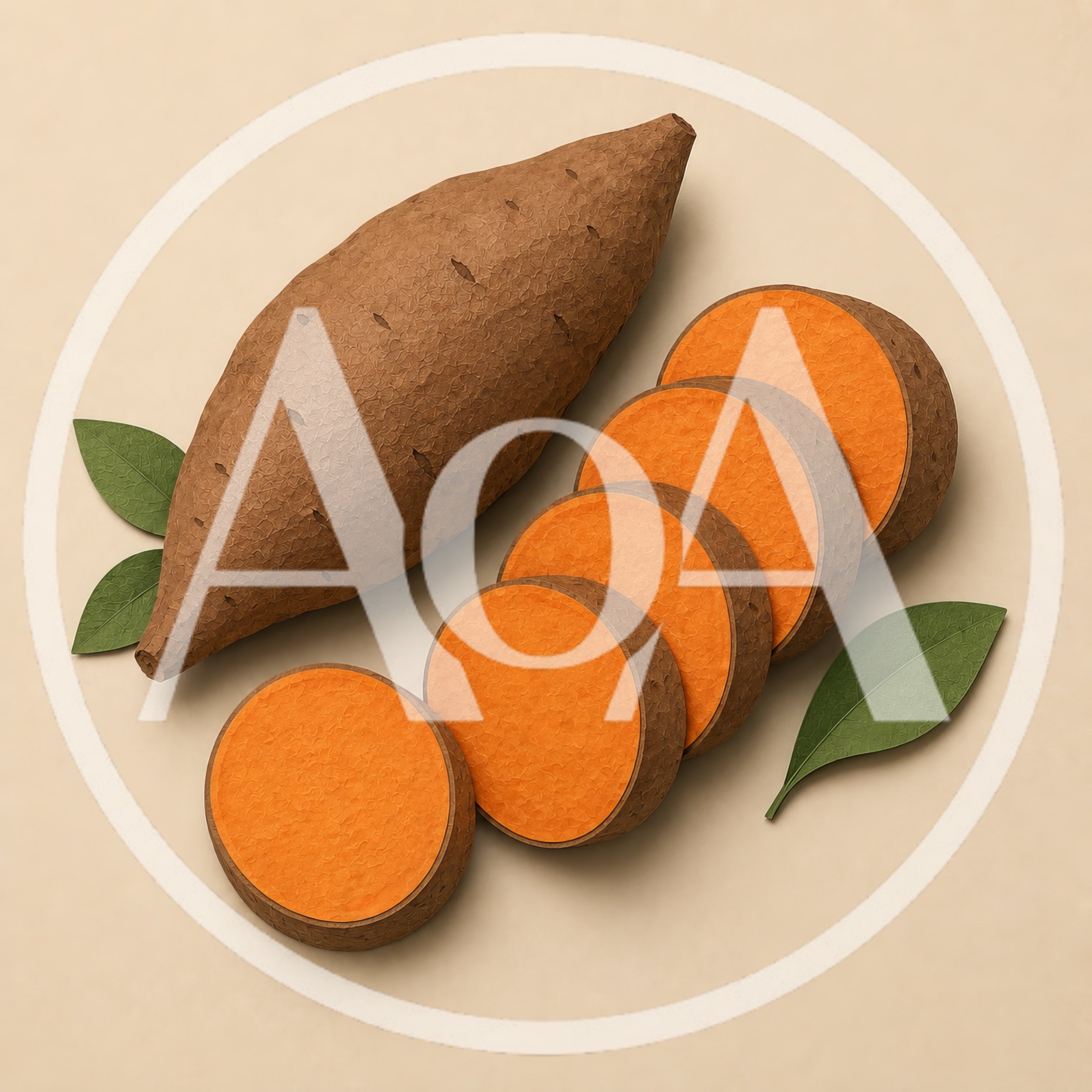 Whole And Sliced Sweet Potatoes On Beige Background