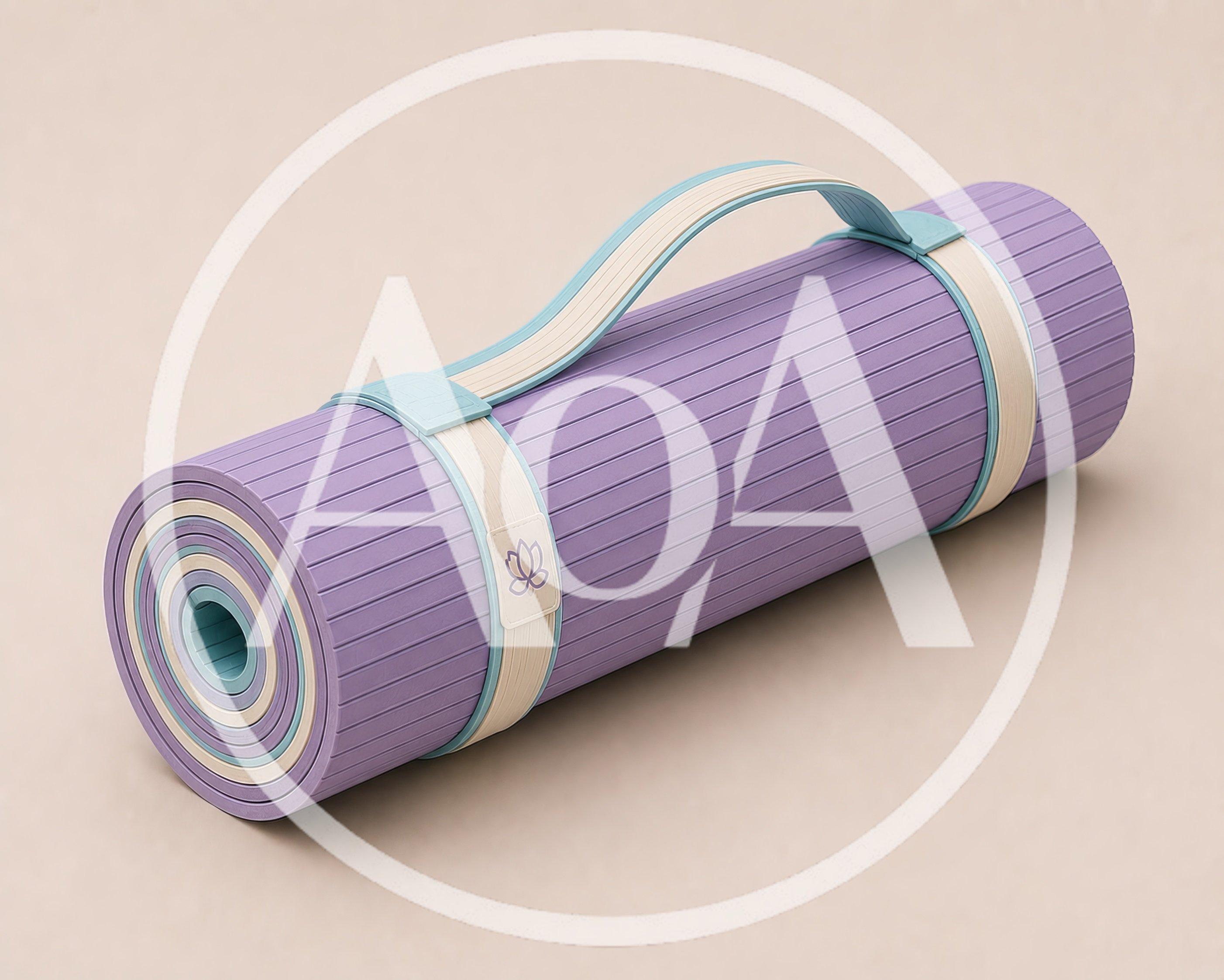 Rolled Purple Yoga Mat With Carrying Strap