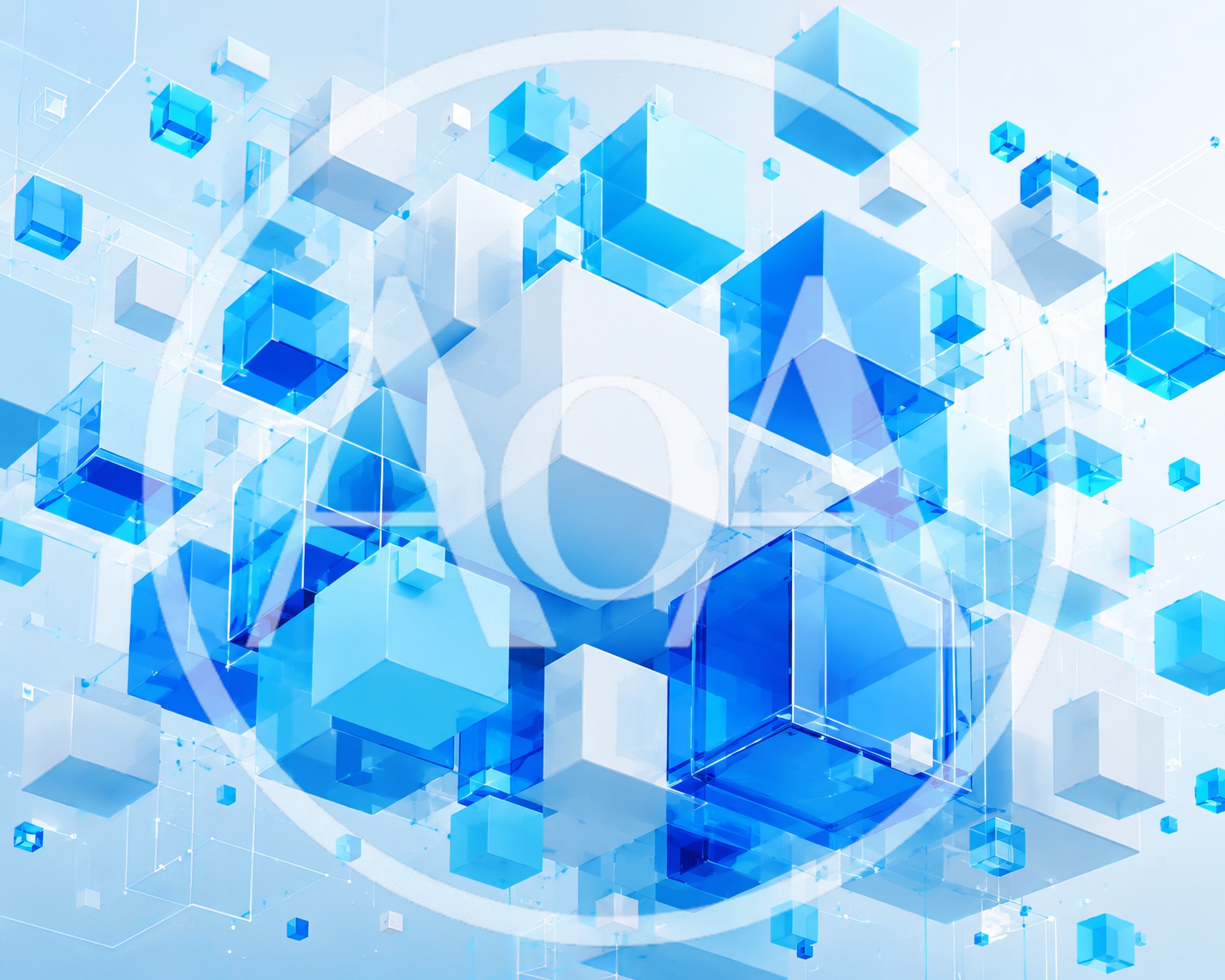Abstract 3D Floating Blue And White Cubes