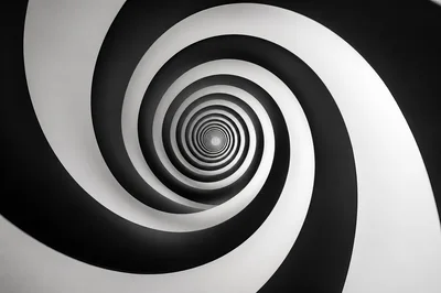 Abstract Black And White Spiral Tunnel Illusion