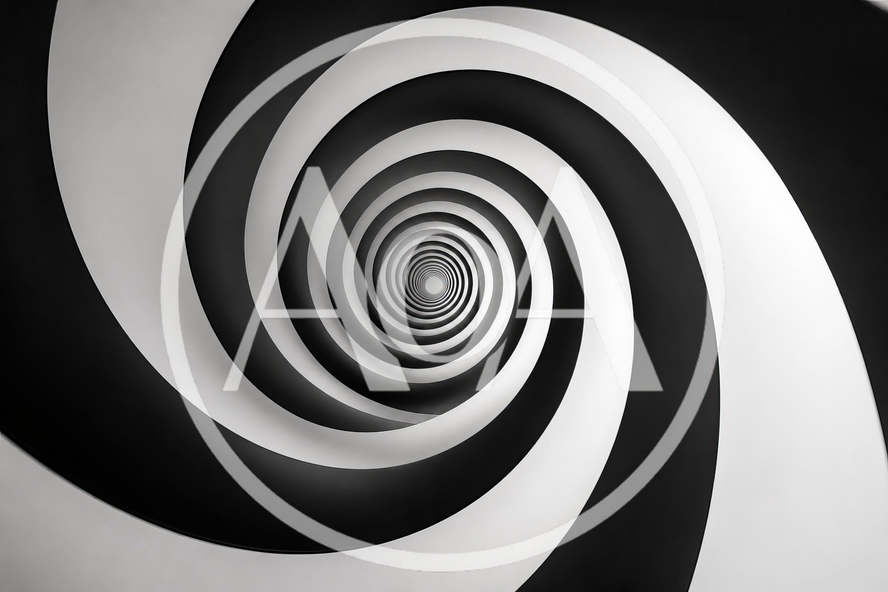 Abstract Black And White Spiral Tunnel Illusion
