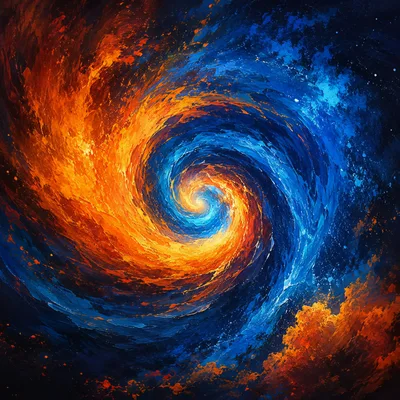 Abstract Swirling Vortex Of Fire And Ice