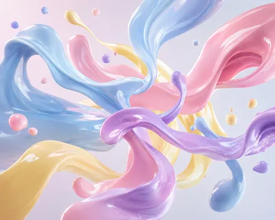 Abstract Pastel Liquid Paint Splashes