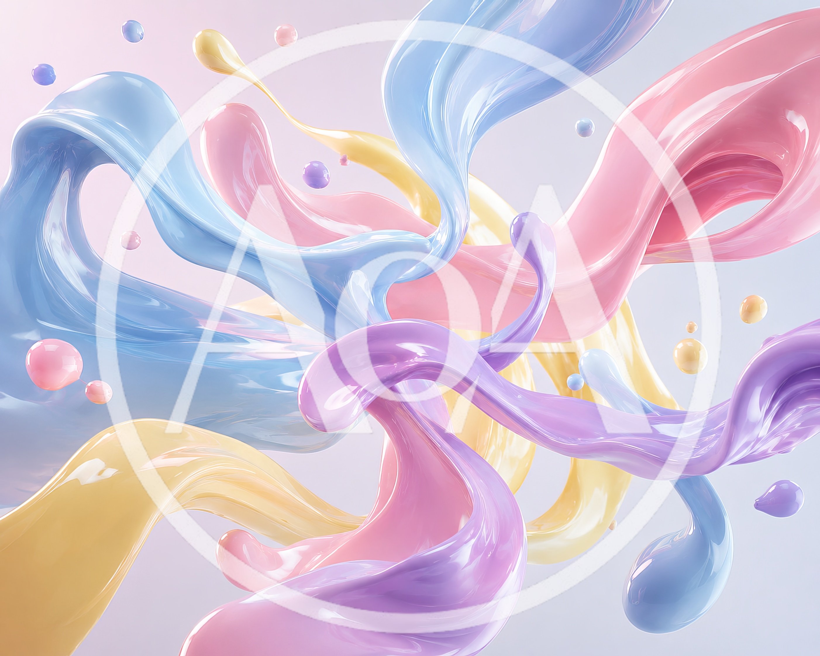 Abstract Pastel Liquid Paint Splashes