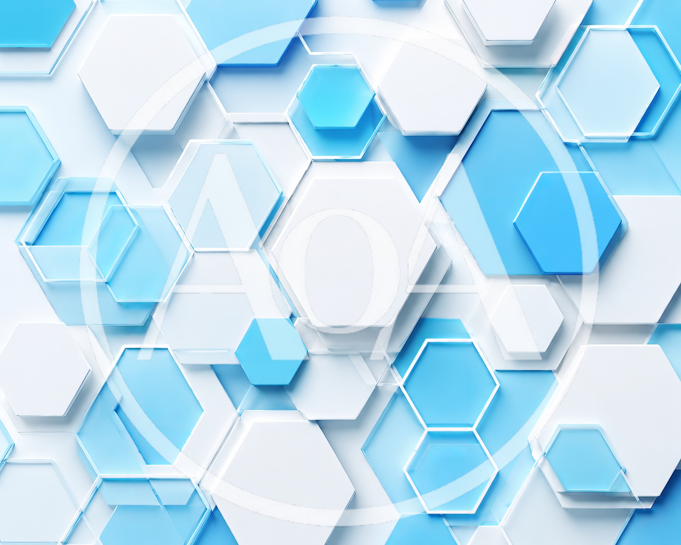 Abstract 3D Hexagonal Pattern With Blue And White Tiles