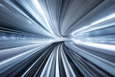 High Speed Motion Blur Inside A Subway Tunnel