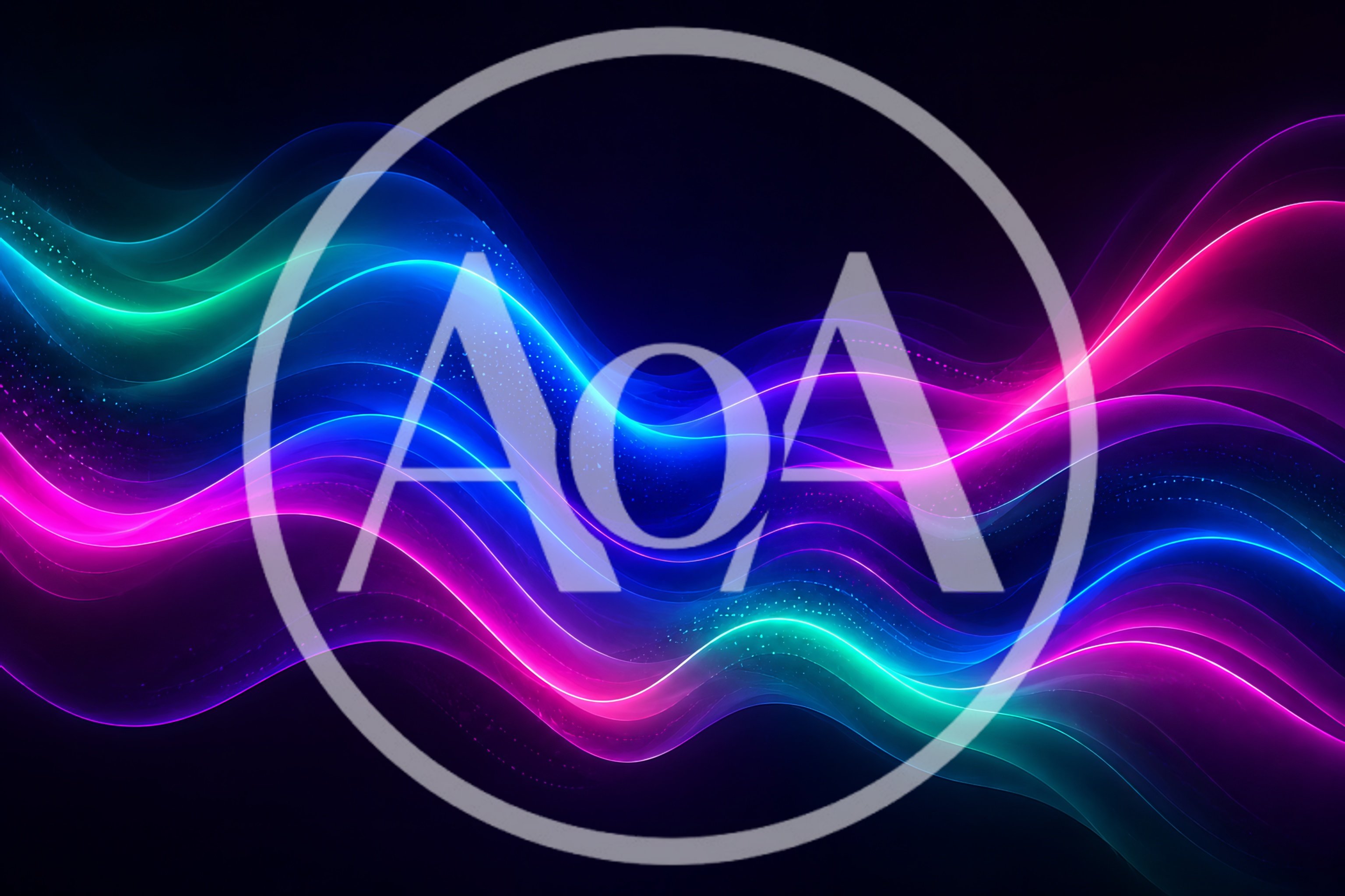 Abstract Neon Light Waves Flowing On Dark Background