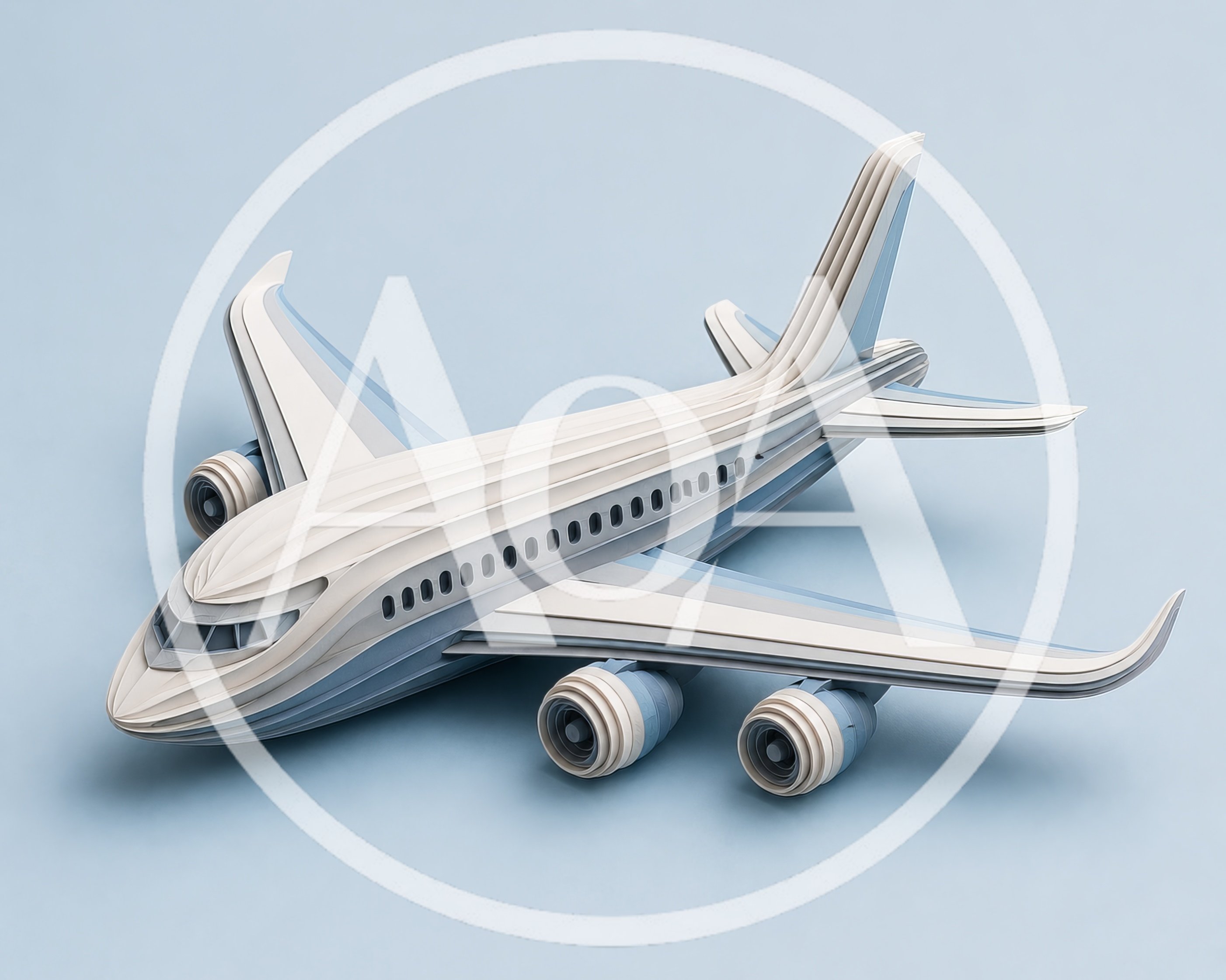 Papercraft Model Airplane On Light Blue Background