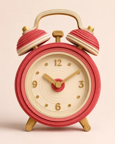 Paper Quilling Style Alarm Clock Illustration