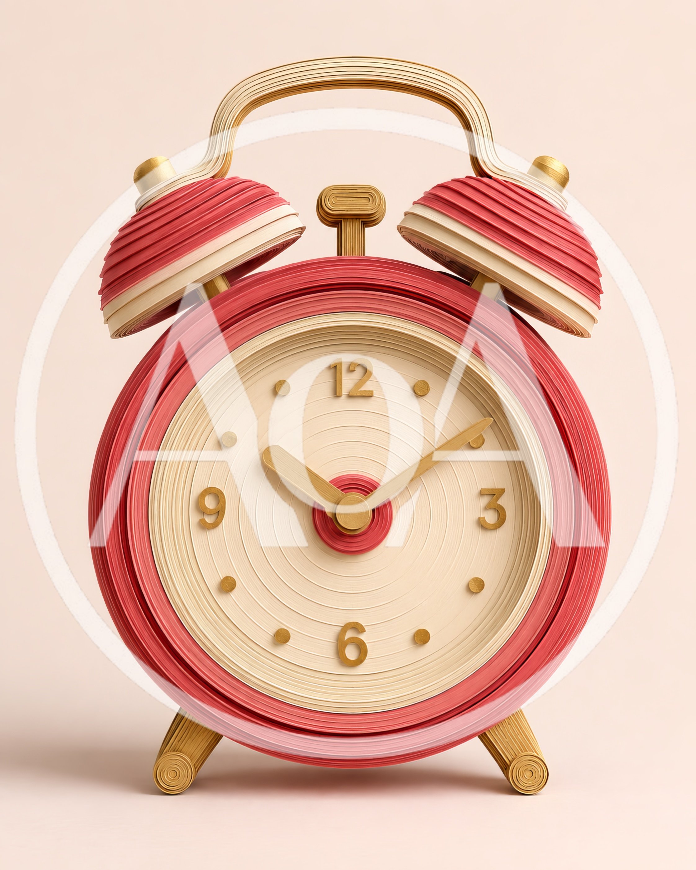 Paper Quilling Style Alarm Clock Illustration