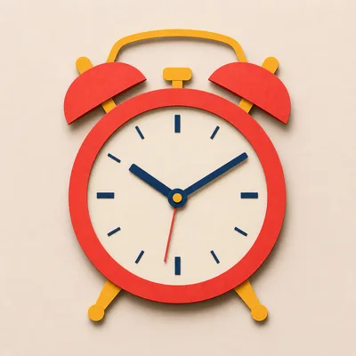 Minimalist Red And Yellow Alarm Clock Illustration