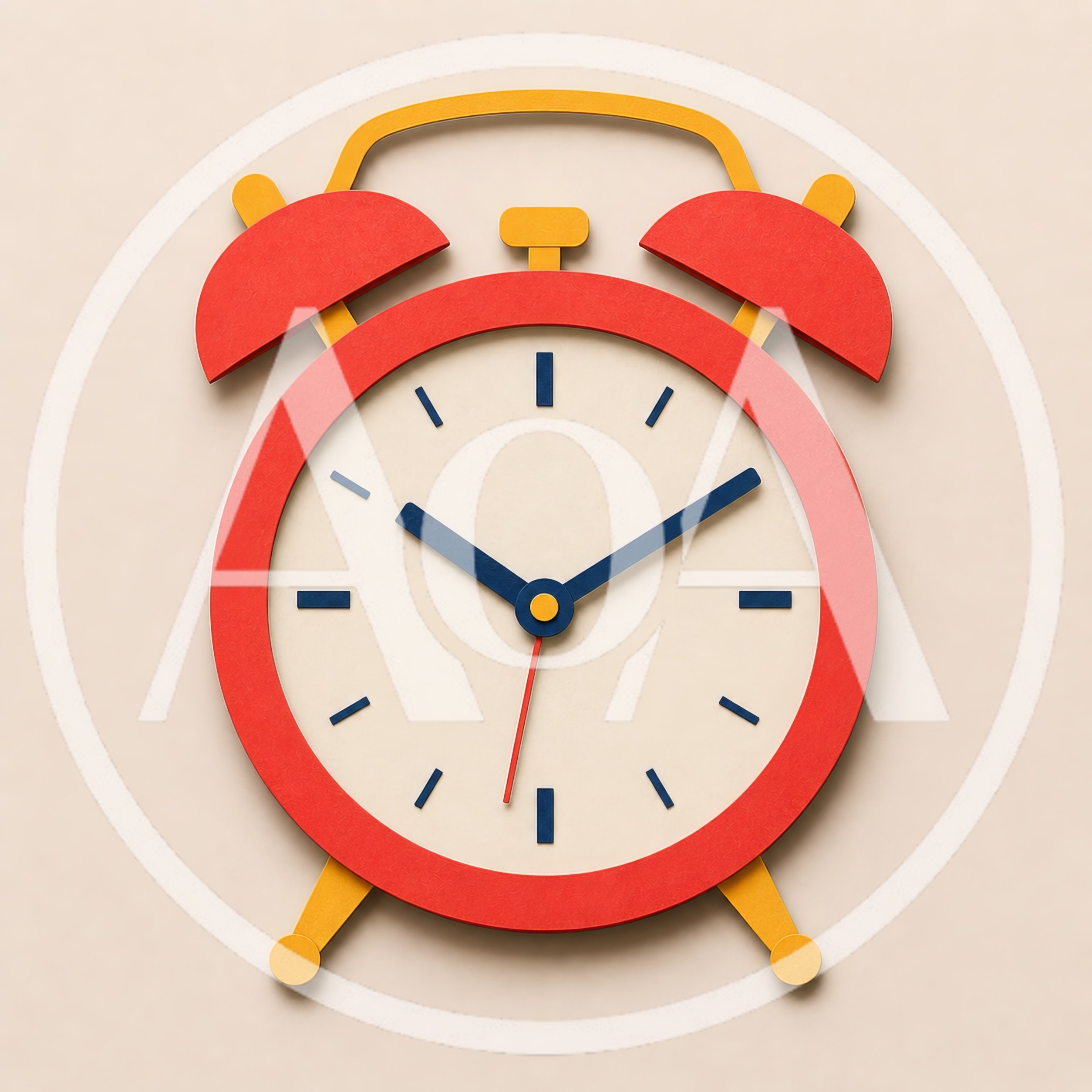 Minimalist Red And Yellow Alarm Clock Illustration