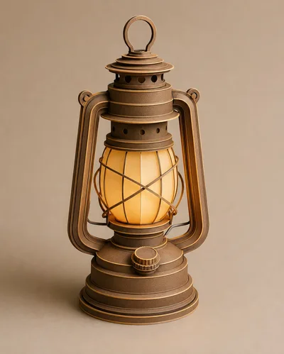 Vintage Style Bronze Lantern With Glowing Light