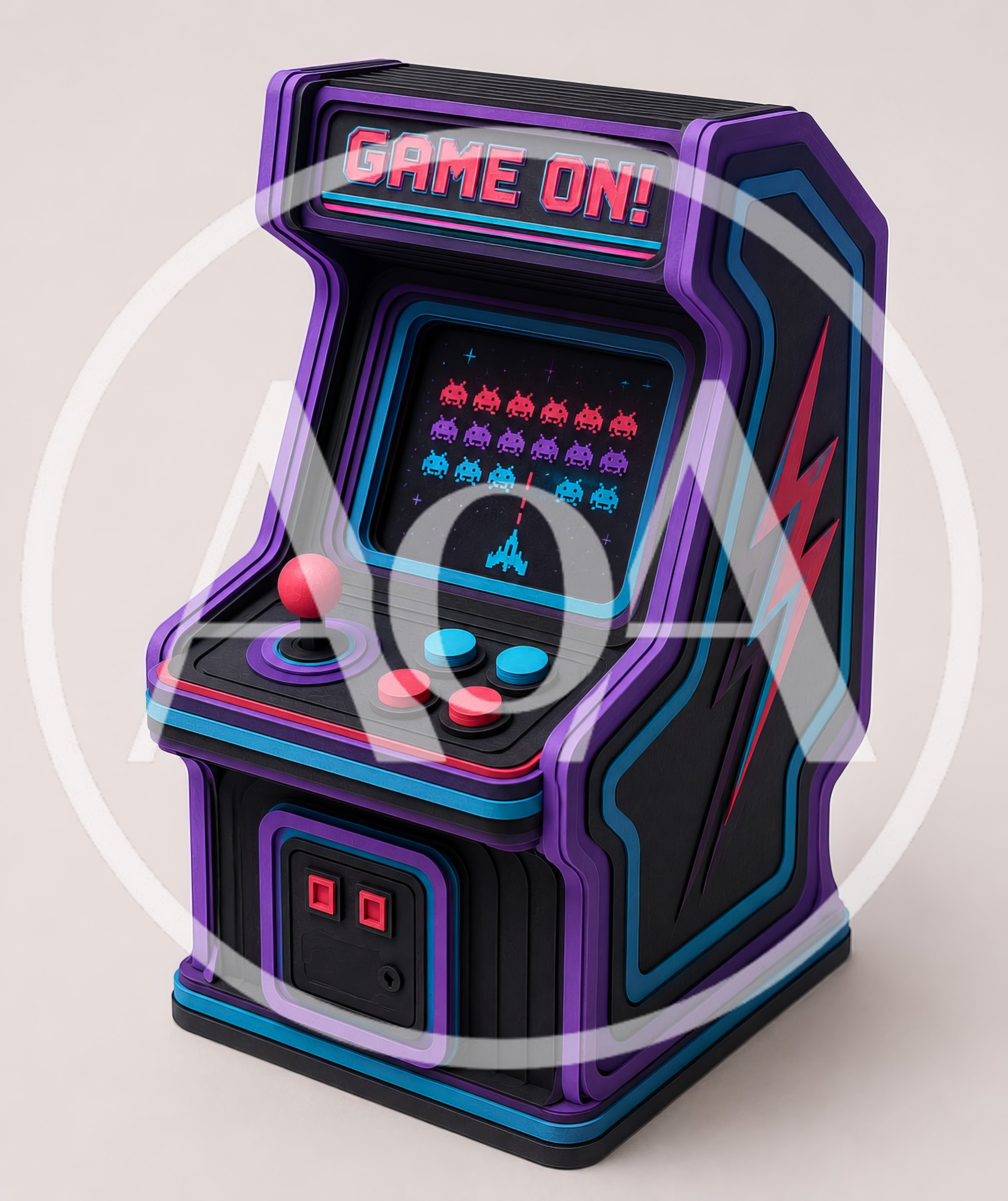 Miniature Retro Arcade Cabinet With Pixel Art Screen