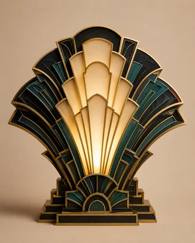 Art Deco Style Fan Shaped Table Lamp