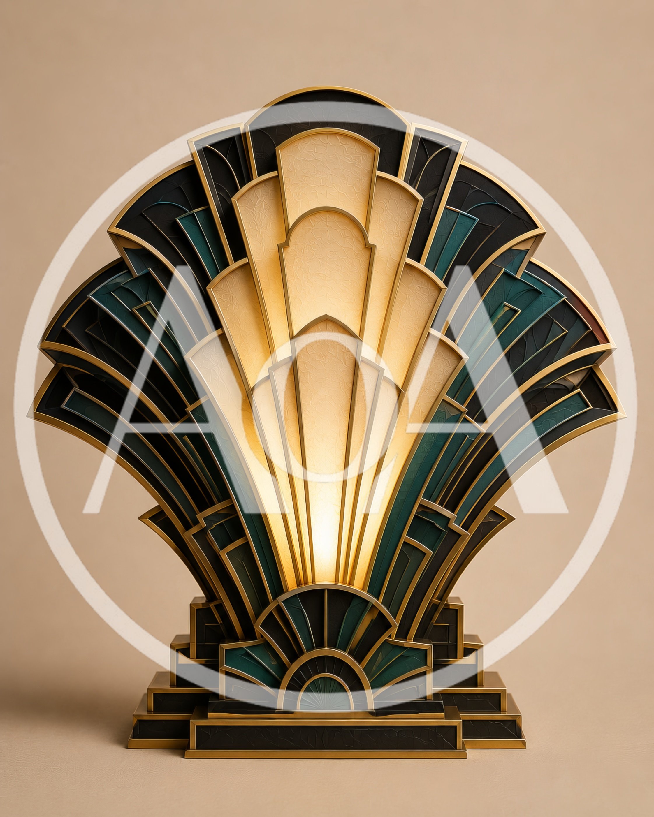 Art Deco Style Fan Shaped Table Lamp