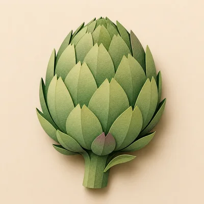 Paper Craft Artichoke Illustration On Beige Background
