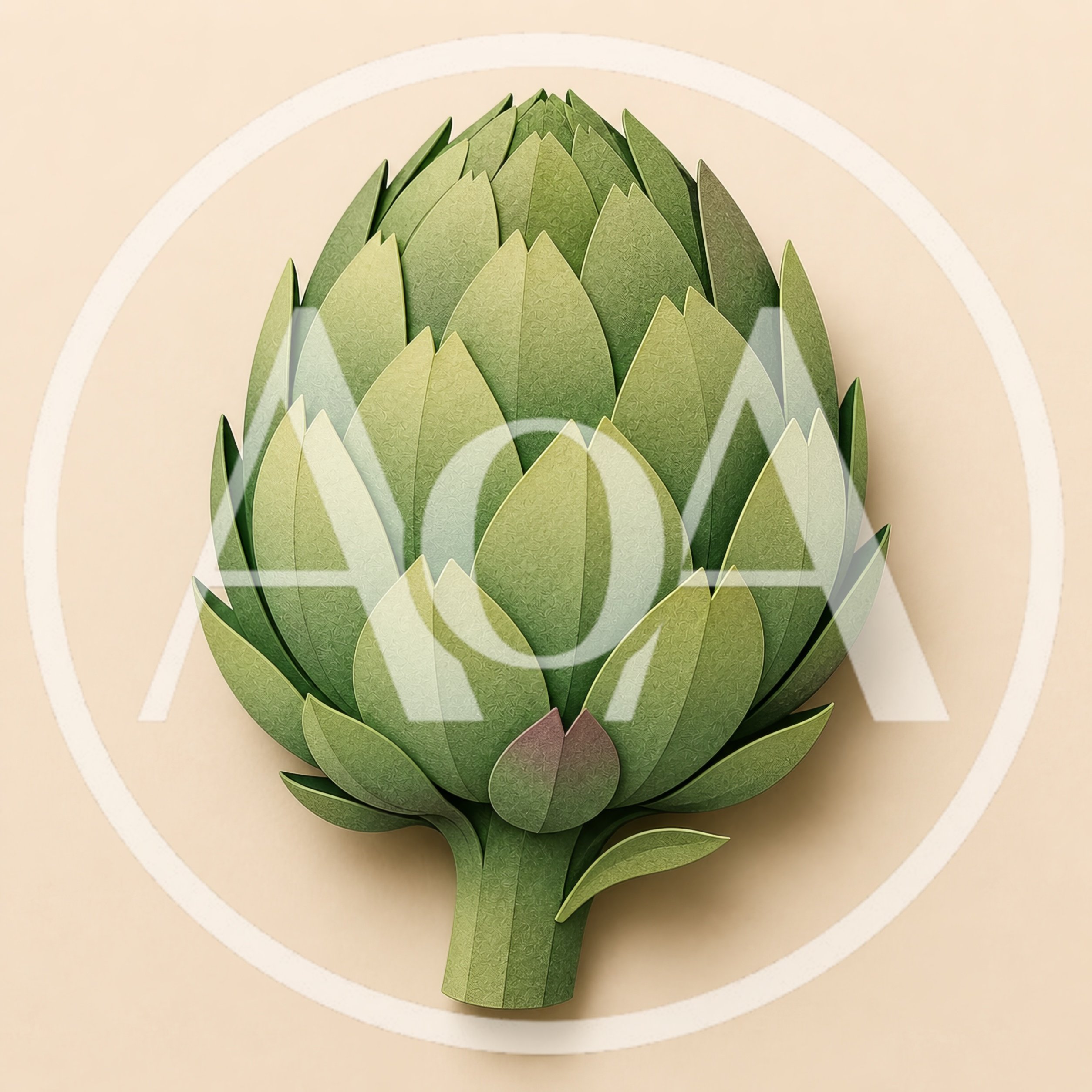 Paper Craft Artichoke Illustration On Beige Background