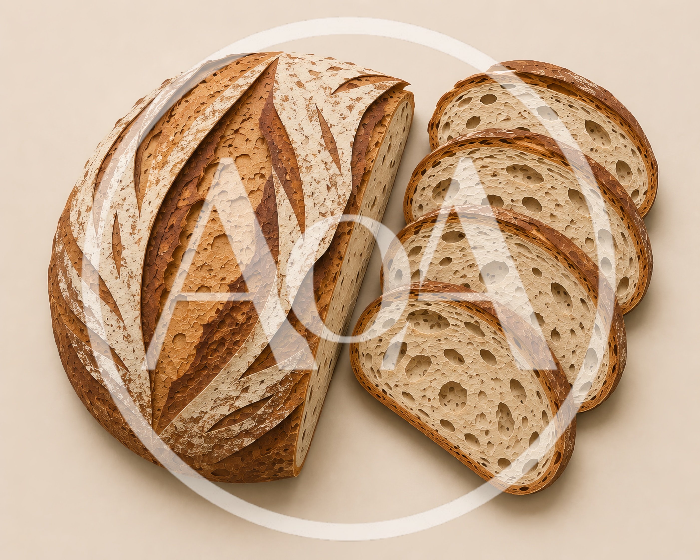 Freshly Baked Sourdough Bread Loaf With Slices